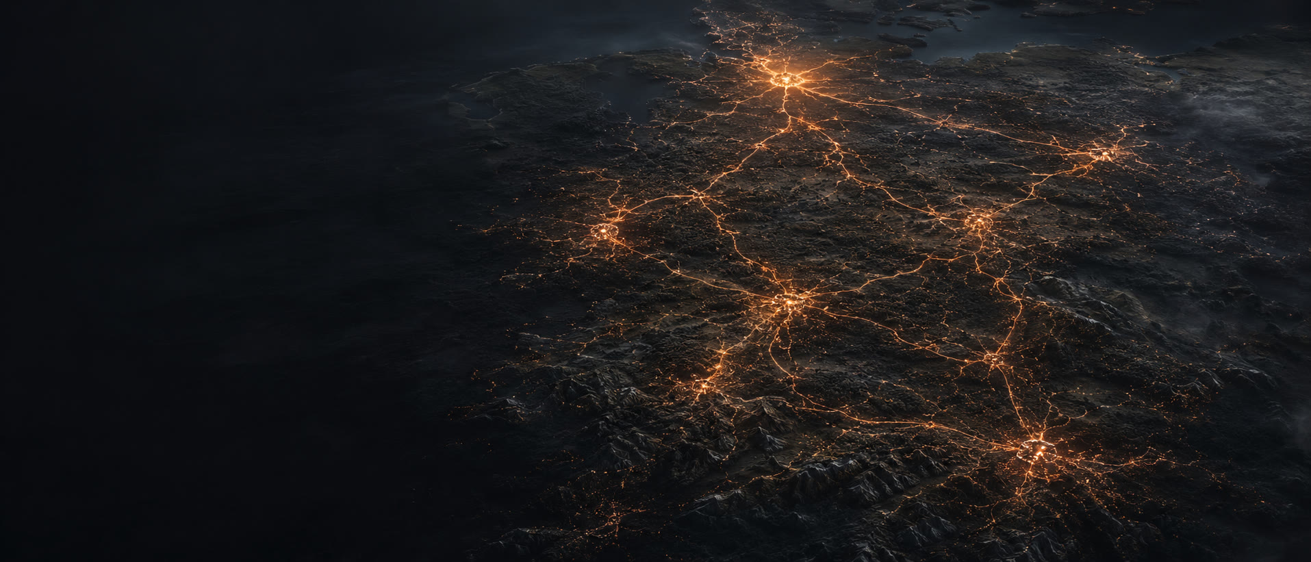 Nächtliches Verkehrsnetz über Deutschland